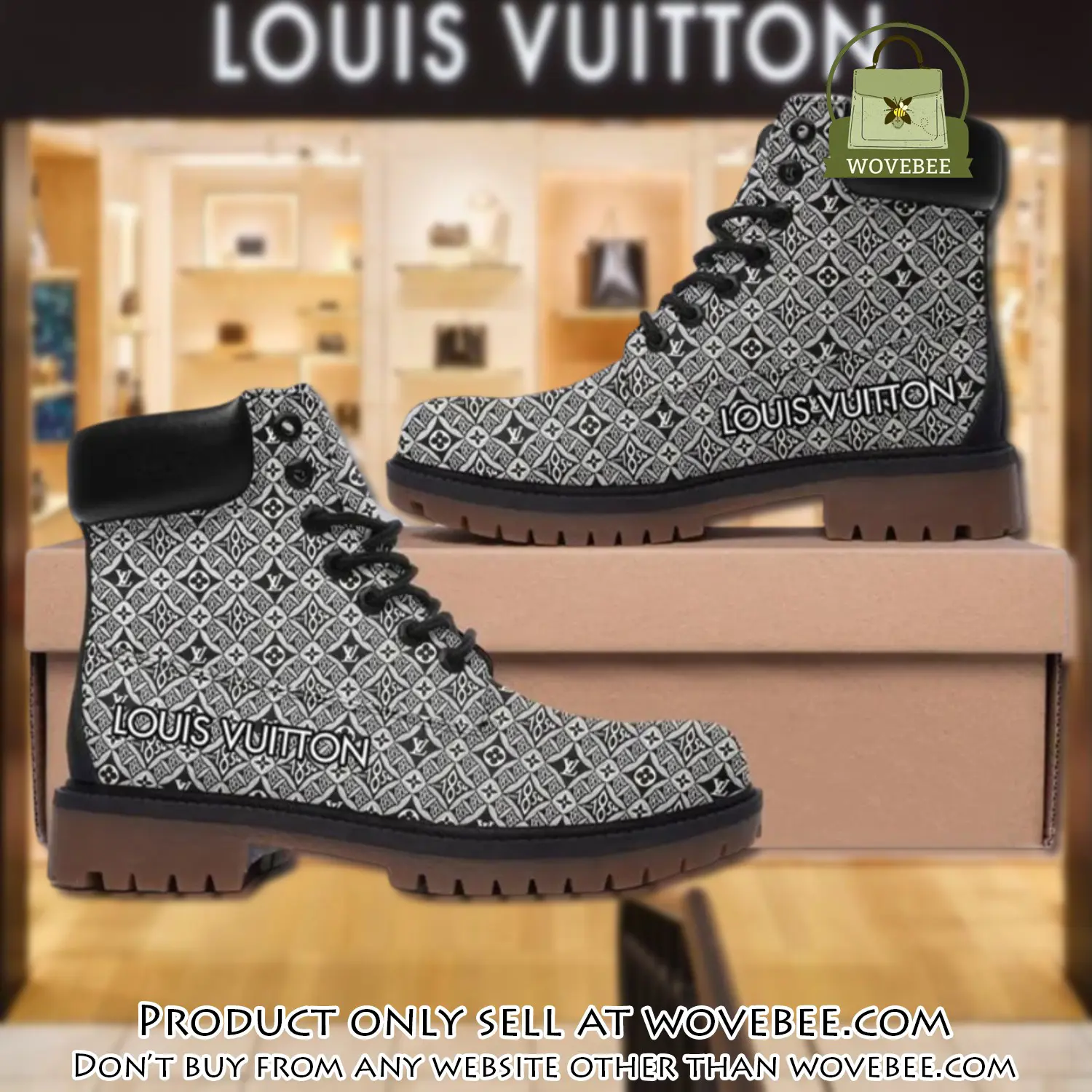 Louis vuitton pattern grey luxury brand boots premium gifts for men women wvb4959183